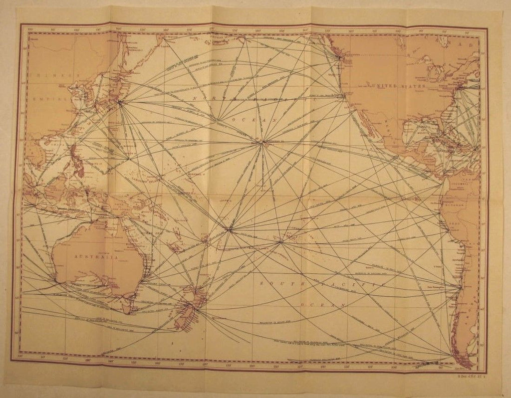 Pacific Ocean 1902 Australia China Indonesia Korea So. America distances miles