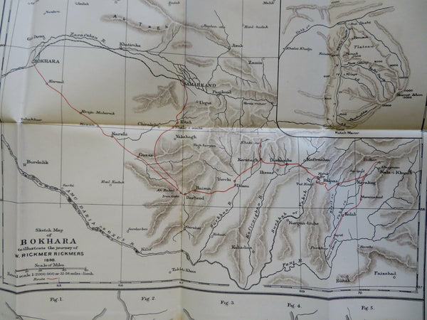 Bukhara & Environs Samarkand Uzbekistan 1899 Johnston scarce detailed map