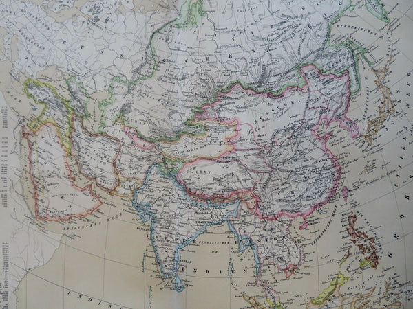 Asia Ottoman Empire Qing China Meiji Japan 1885 Flemming detailed map