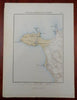 Peniche Portugal City Plan Walls Fortifications 1870's Becquet detailed map