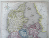 Denmark Sjaelland Jylland Fyn Copenhagen c. 1850-8 Archer engraved map