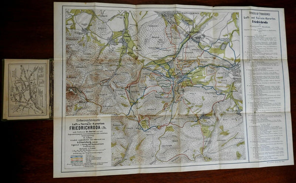 Friedrichroda Gotha Thuringia Germany 1897 folding pocket map city plan