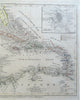 Caribbean Islands Cuba Bahamas Jamaica Puerto Rico Havana c 1850 Radefeld map