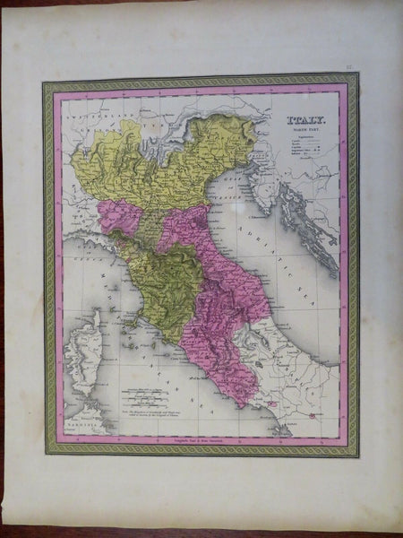 Northern Italy Lombardy Tuscany Papal States 1848 Cowperthwait Mitchell map