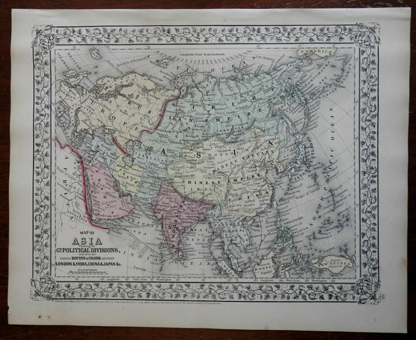 Asia Ottoman Empire Persia Qing China British India Japan 1867-9 Mitchell map
