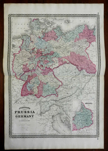 Russian Empire Baltic States Poland Ukraine 1870 A.J. Johnson Scarce Issue map