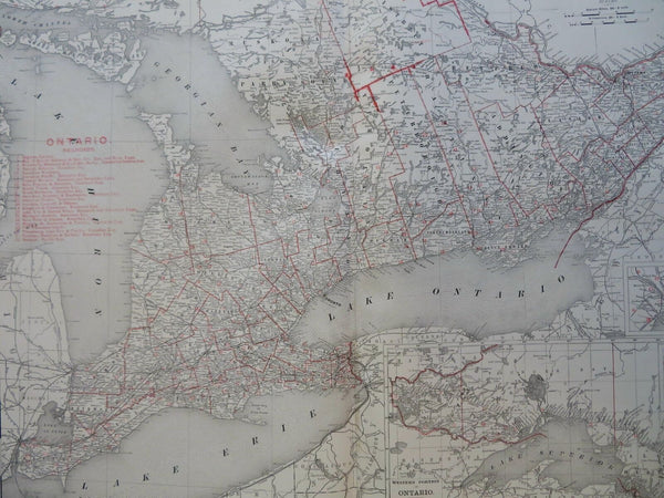 Ontario Railroads Toronto Ottawa 1901 Rand McNally large transportation map