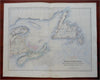 Canada Maritimes & Newfoundland Nova Scotia New Brunswick c. 1890's Johnson map