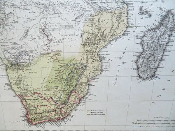 South Africa Cape Colony Madagascar Mozambique 1855 Berghaus map