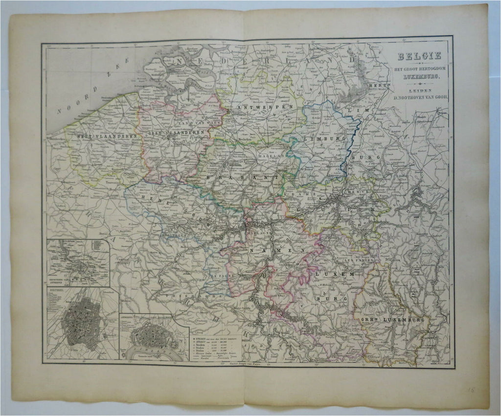 Low Countries Belgium Luxembourg Flanders 1876 Otterloo scarce large Dutch map