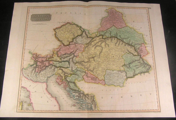 Austria Hungary Balkans 1816 Thomson folio fine antique map w/ old hand color