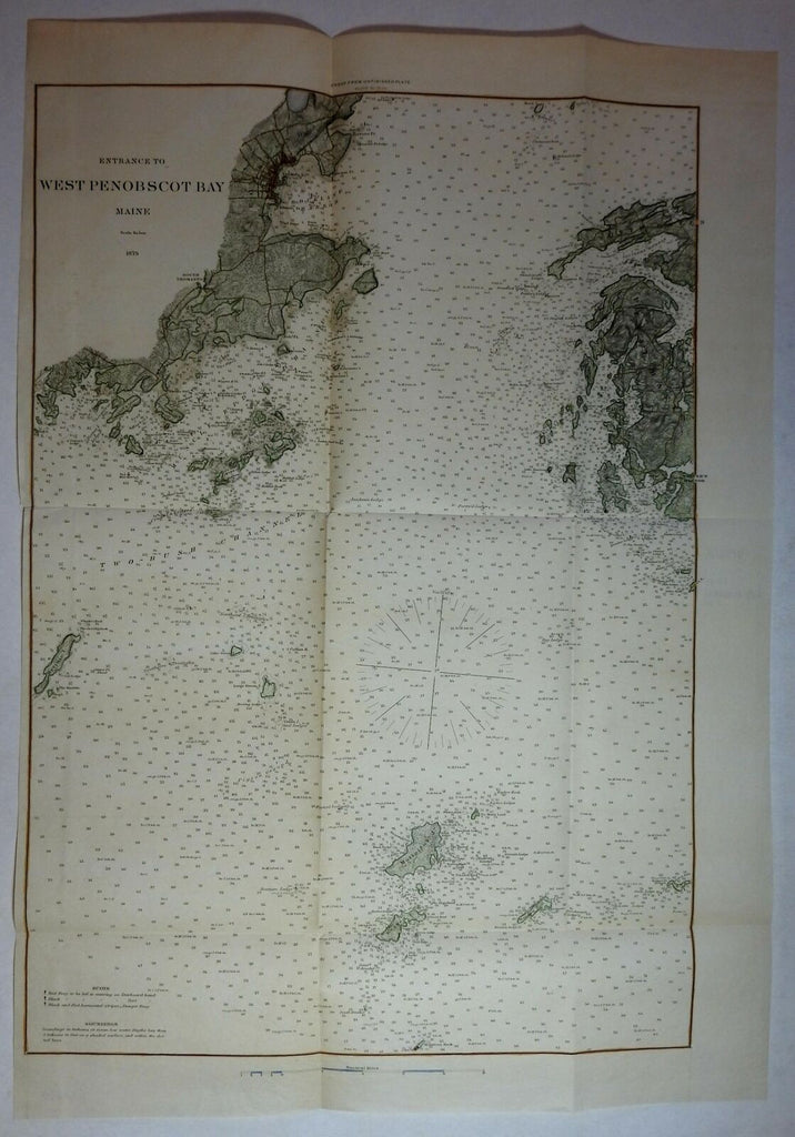 Maine Rockland West Penobscot Bay 1879 USCGS scarce old nautical chart coast map