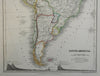 South America Brazil Patagonia Colombia Chile Peru 1840 Dower Mt. Heights map