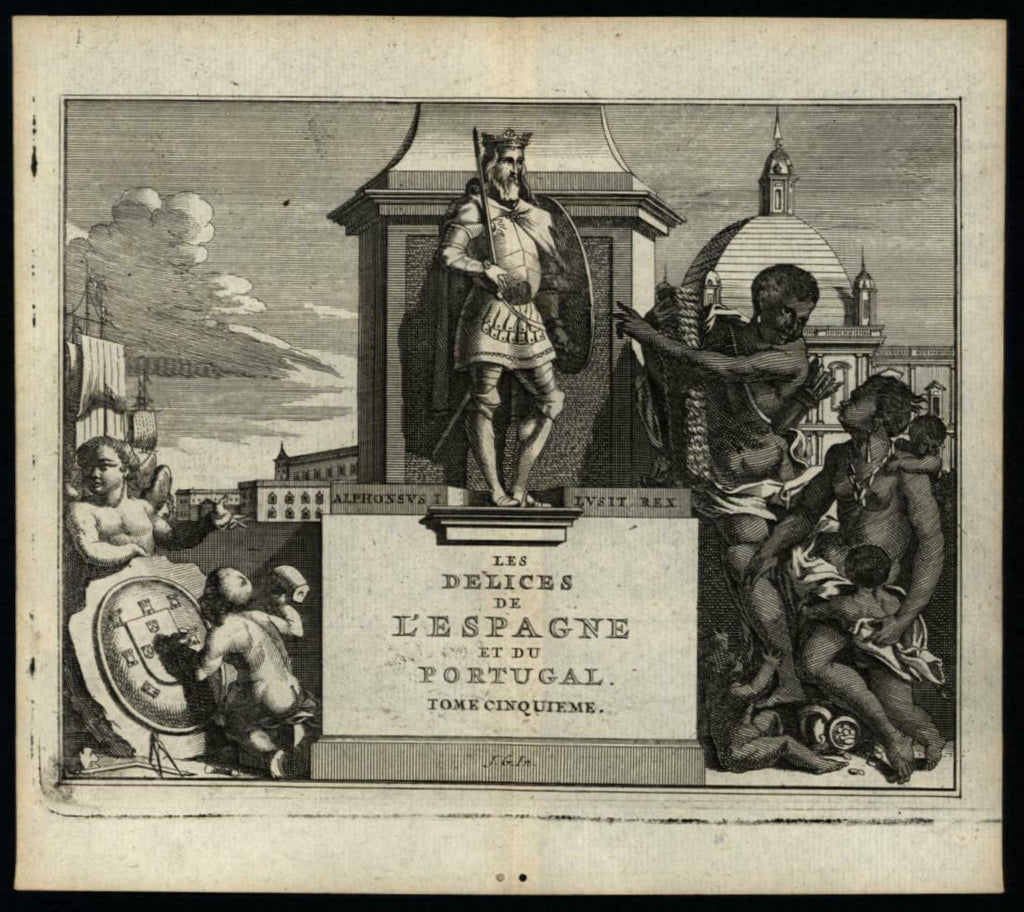 Title page frontis 1719 van der Aa Spain les Delices natives cherubs allegory