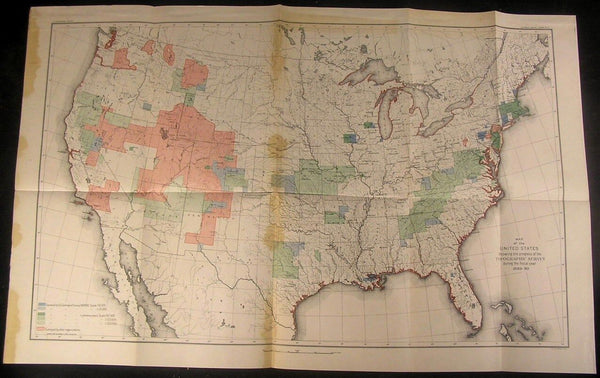 Topographic Survey of United States 1886-87 folio antique color map
