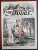 Judge Political Cartoons 1880's Lot x 8 scarce color prints America Britain