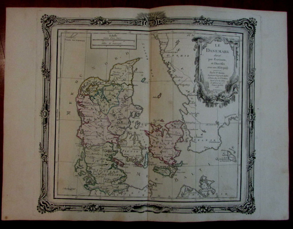 Denmark Scandinavia 1766 Desnos Brion decorative map sea monsters cartouche