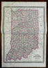 Indiana Indianapolis Fort Wayne state map 1870 A.J. Johnson Scarce Issue map