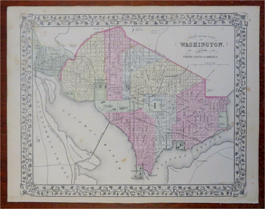 Washington D.C. Georgetown White House Capitol Building 1882 Mitchell city plan