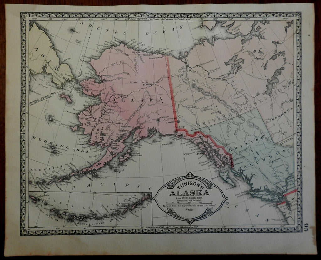 Alaska State Map Aleutian Islands Bering Sea 1892 Tunison map