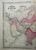 Asia Ottoman Empire British Raj India Russia Qing Empire 1867 Johnson & Ward map