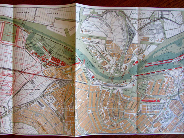 Amsterdam port official map c.1915-20 Vintage Europe City Plan harbor IJ river