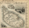 Malta Corfu British Mediterranean islands Zante c.1855 Tallis decorative map