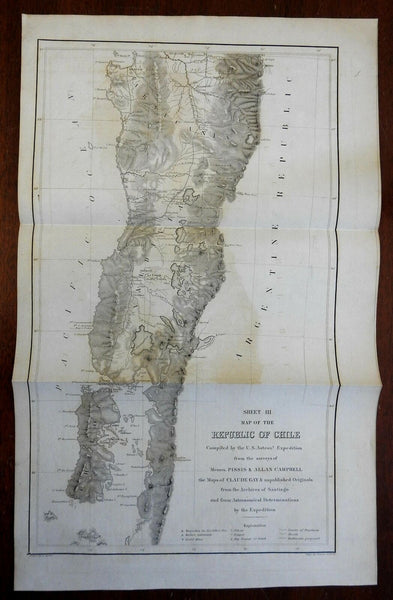 Republic of Chile Southern Portion Arauco 1855 U.S. Astronomical Expedition map