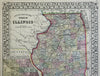 Illinois state map Chicago detailed city plan 1867 Mitchell nice state map