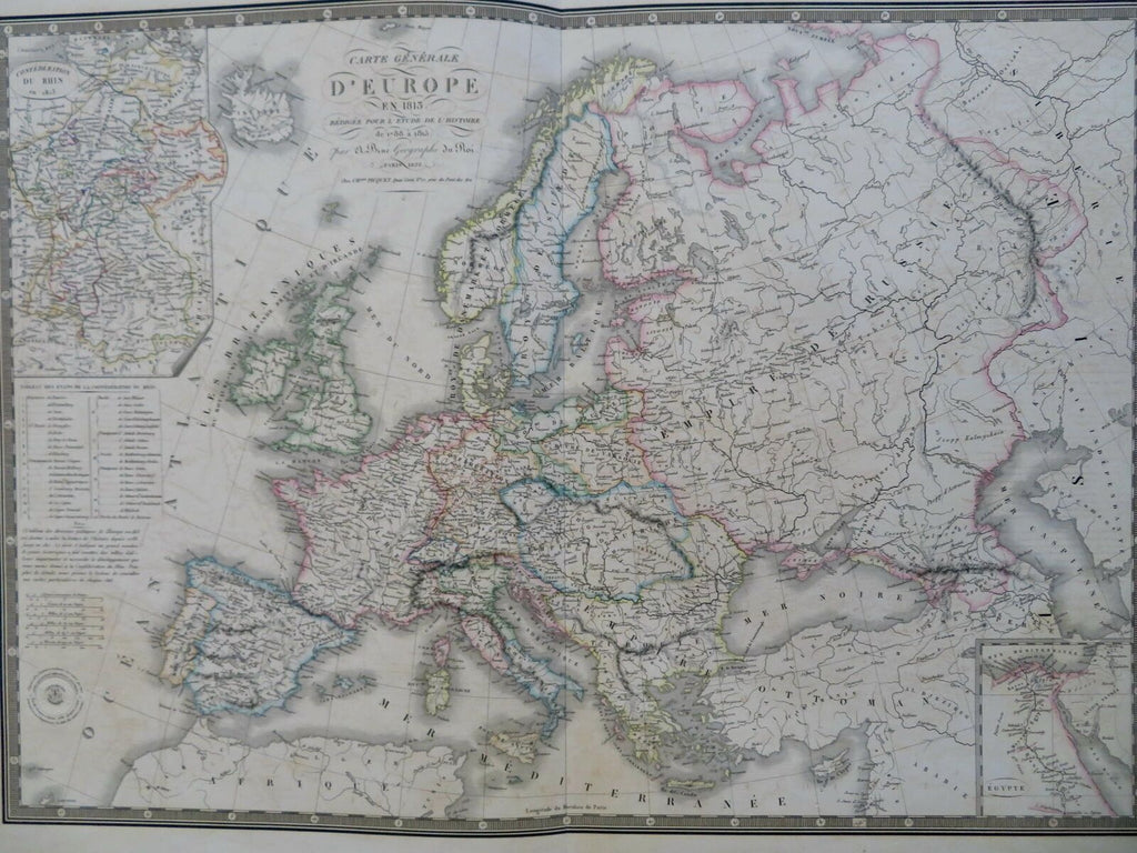 Napoleonic Europe in 1813 French Empire Egypt 1826 Brue large detailed map