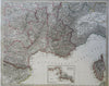 France Paris Nantes Marseilles Orleans Lyon 1855 Stulpnagel detailed 4 sheet map