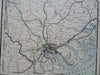 Maryland & Delaware Washington D.C. Baltimore c. 1880's-90 Cram large map