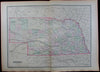 Nebraska state w/ Indian lands reservations Colorado 1889 Bradley huge old map