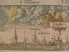 Luneburg Saxony Germany c.1590-99 antique wood engraved hand color city plan