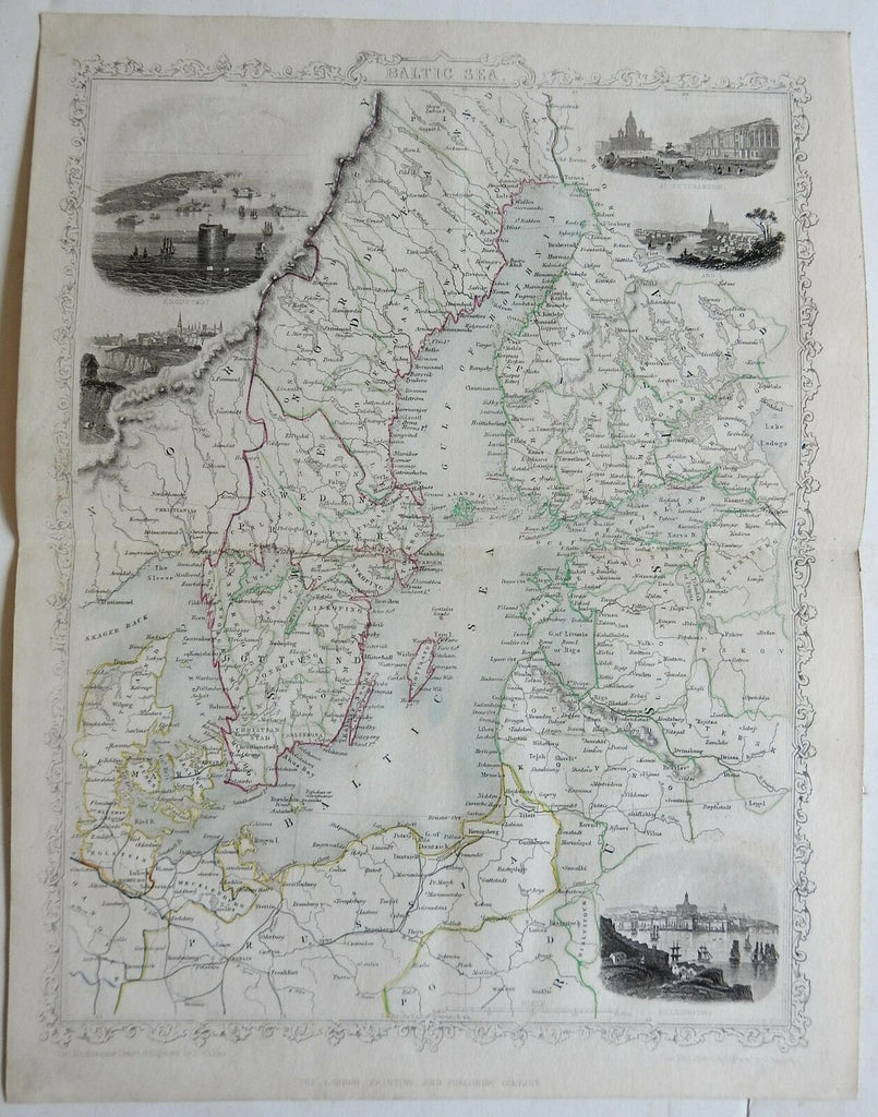 Baltic Sea Scandinavia Denmark Sweden Finland Kronstadt 1855 decorative map