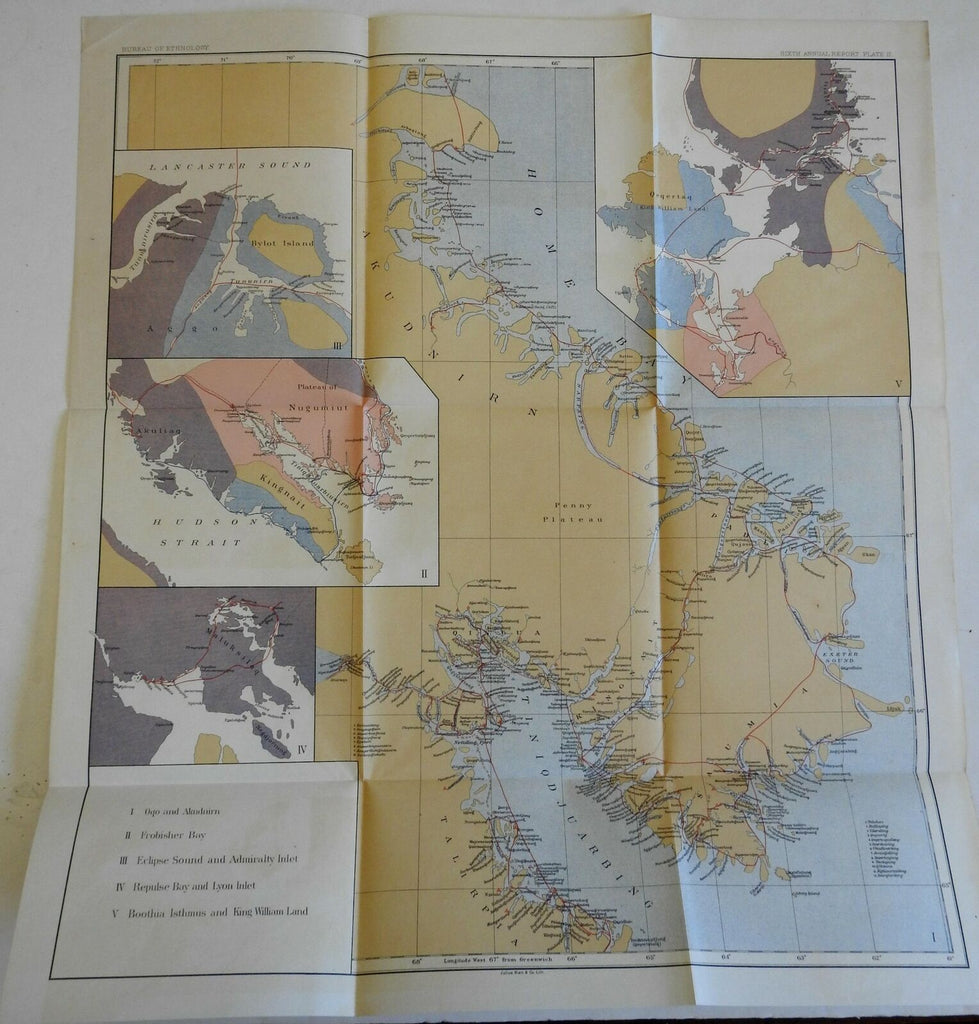 Canada First Americans Frobisher Bay Repulse Bay Eclipse 1888 Bien map