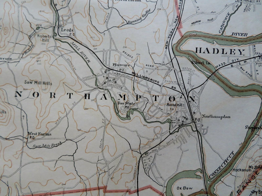 Deerfield Northampton Hampshire County Massachusetts Whately 1891 Walker map