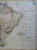 South America continent 1778 Conder decorative map native cartouche w/ animals