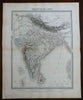 India British Raj Mysore Calcutta Delhi Agra Goa c.1850 fine large engraved map