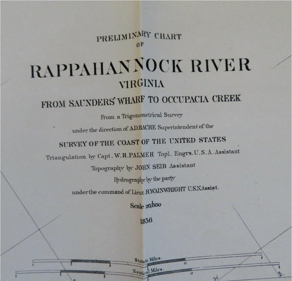 Rappahannock River Virginia Saunders' Wharf 1856 U.S. Coastal Survey chart