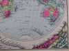 World double hemispheres mountains rivers charts time diagram 1879 Gray old map