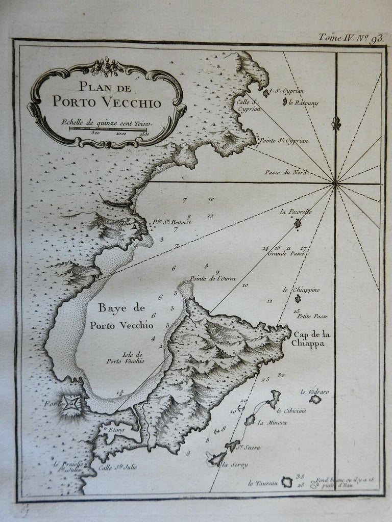 Porto-Vecchio Corsica Mediterranean Island France Fortifications 1760 Bellin map