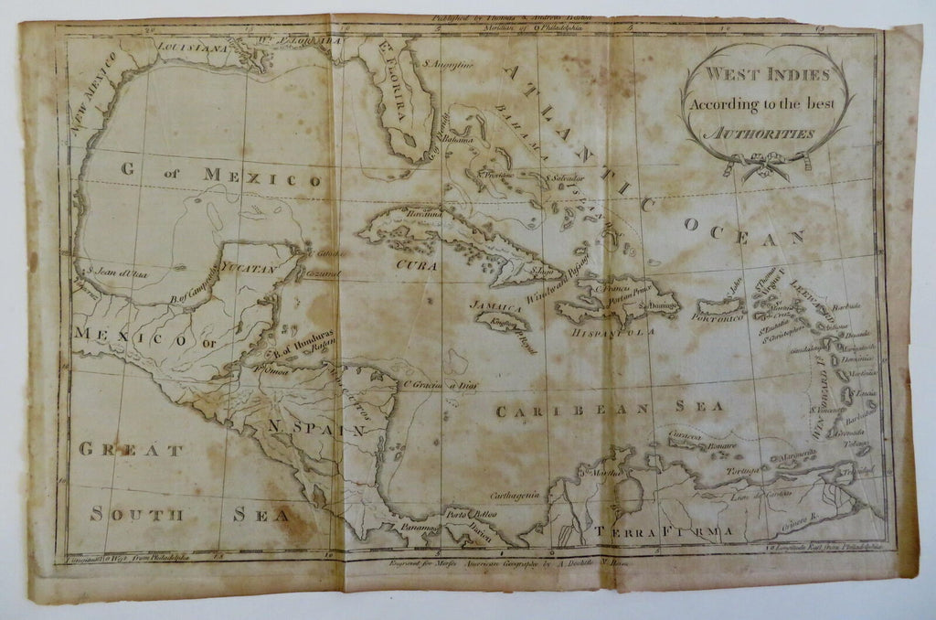 Caribbean Sea Central America Cuba Jamaica Hispaniola Bahamas 1793 Doolittle map