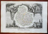 France Department Cote D'Or Dijon Namur Chatillion 1856 Levasseur decorative map