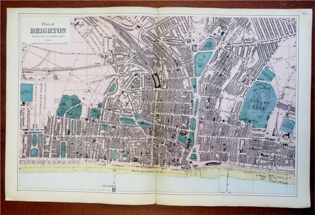 Brighton East Sussex England U.K. 1881 Edward Weller detailed city plan