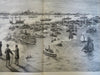 New York Harbor Statue of Liberty Naval Review 1893 large engraved print