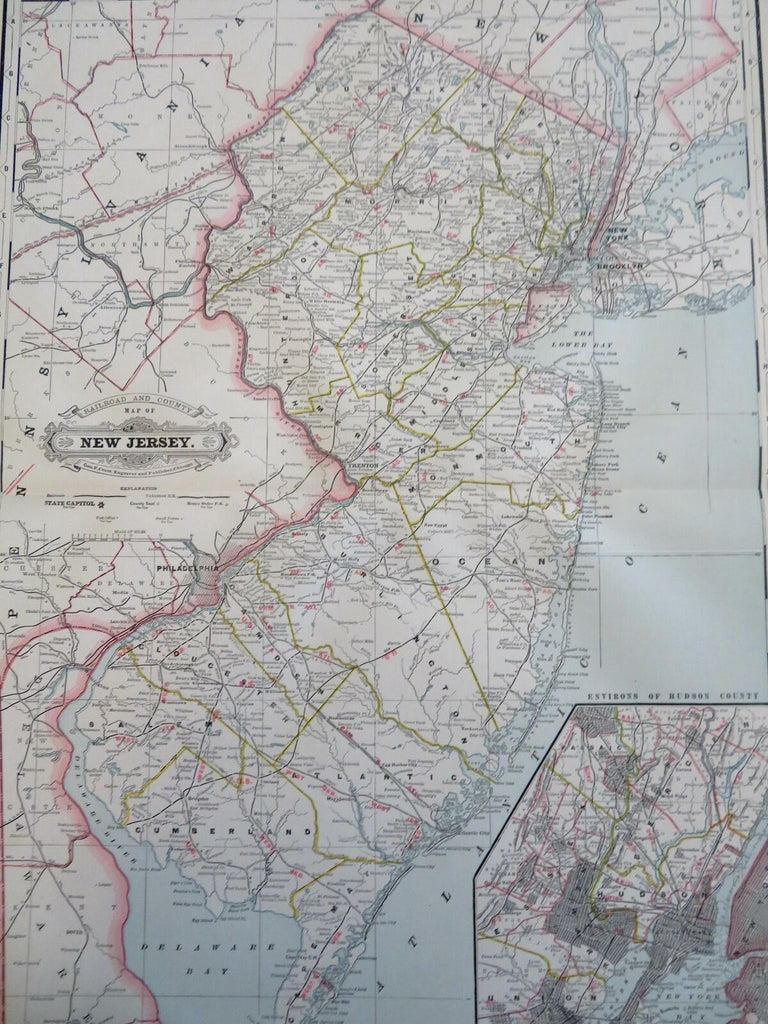 Historic Railroad Map of New Jersey - 1887