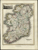 Ireland c.1821 Wyld Thomson engraved old Hewitt map w/ vignette view
