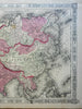 Asia Ottoman Empire Russia India China 1864 Johnson & Ward civil war era map