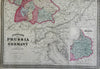 Russian Empire Baltic States Poland Ukraine 1870 A.J. Johnson Scarce Issue map